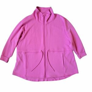 Vively Pink Zip Front Drawstring Jacket Tunic Size 2X